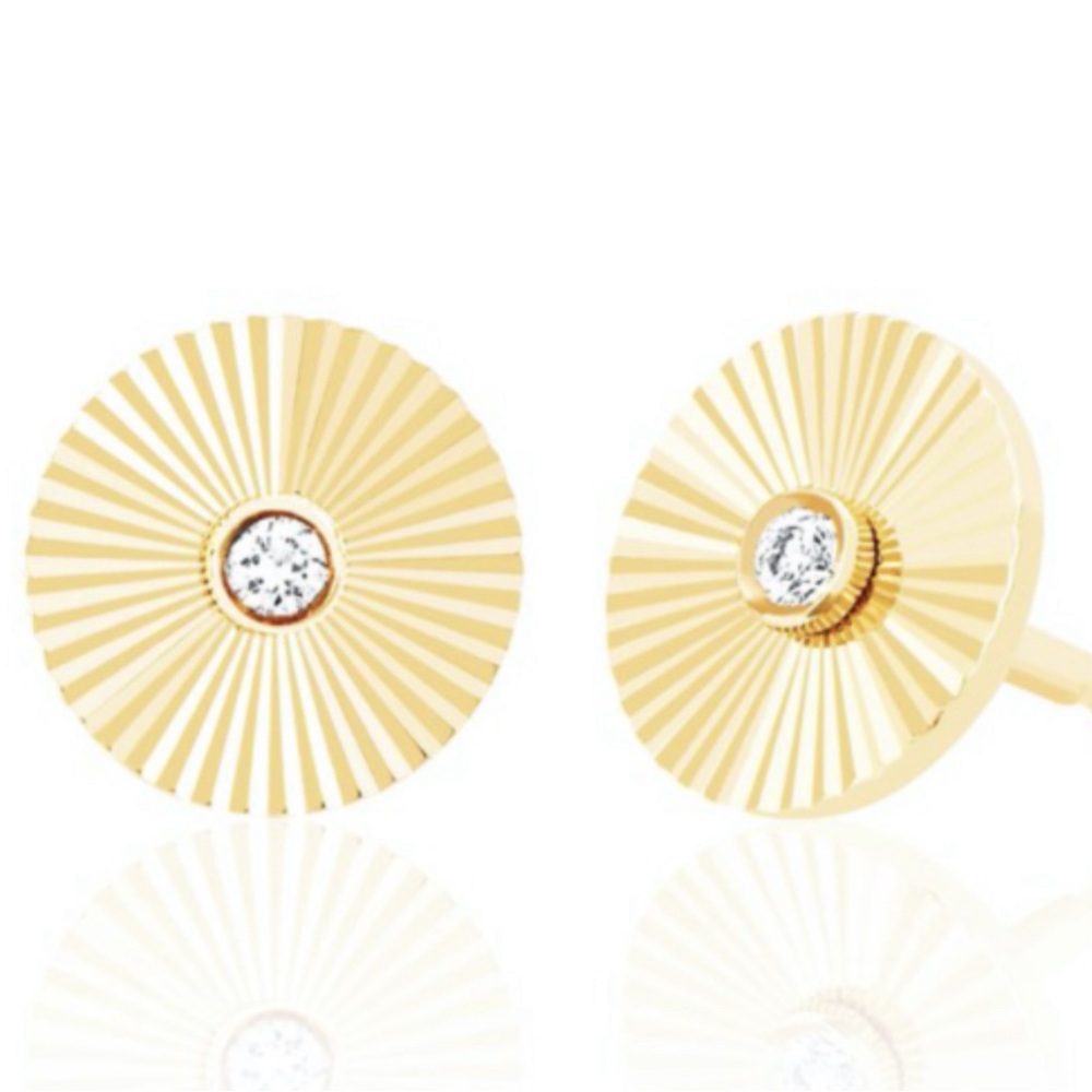 EF Collection Gold and Diamond Stud Earrings